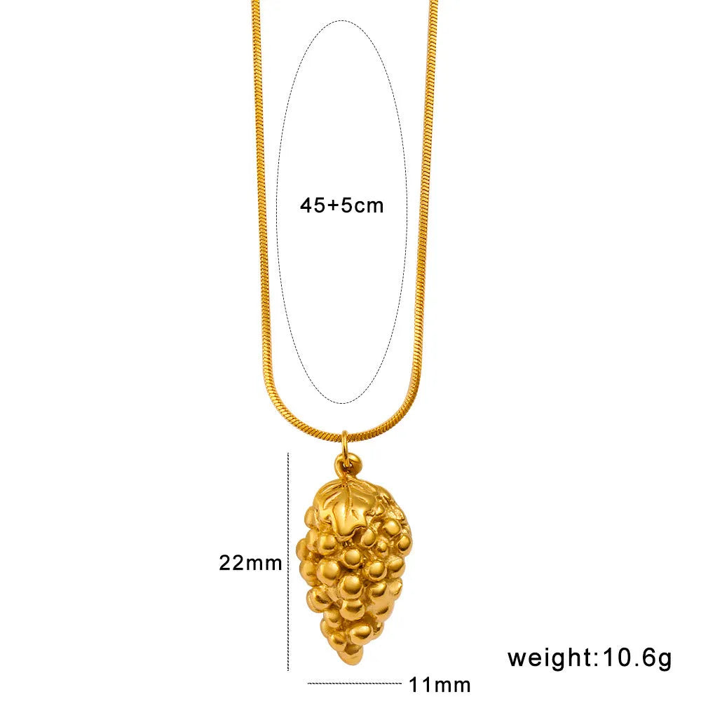 Stainless steel necklace with a fruit-shaped pendant on a regular chain.