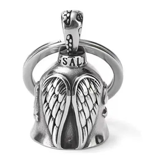 Vintage angel feather keychain and necklace set in white alloy with wings design