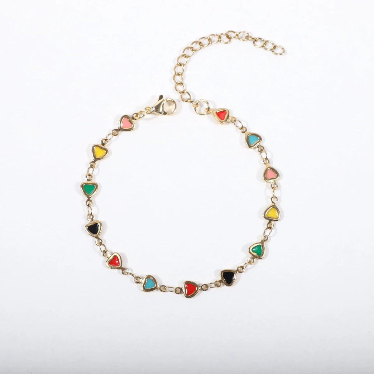 Unisex stainless steel heart bracelet with 18K gold vacuum plating in multiple colour options