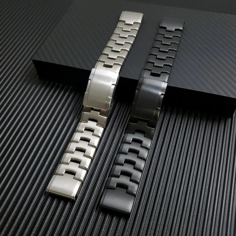 Garmin Jiaming compatible watch strap in Black, Silver, or Titanium colour, showing 22mm and 26mm size options.