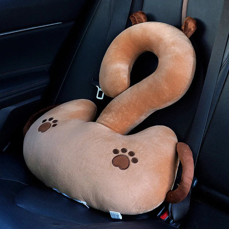 65cm square cartoon animal cushion pillow showing six design options including capybara, cat, dinosaur and rabbit