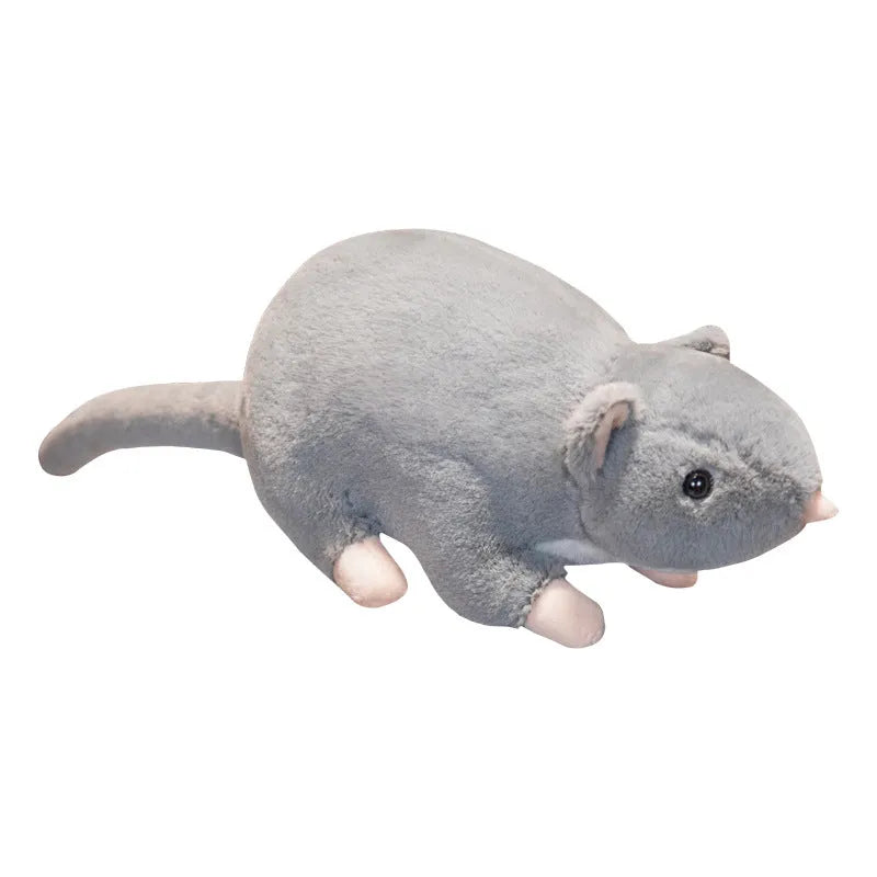 Cartoon-style grey mouse plush doll stuffed toy in small, medium, and large sizes.