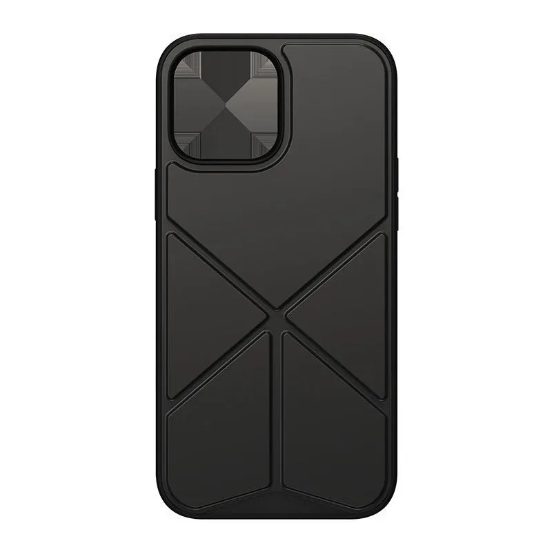 Simple black TPU back cover case for iPhone 13 Pro Max on a table.