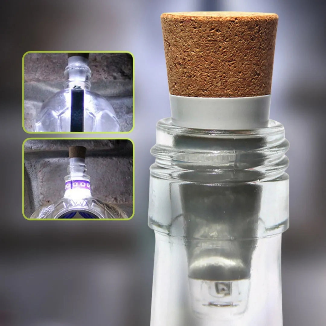 White LED rechargeable bottle cap light with plastic housing, 30mm diameter