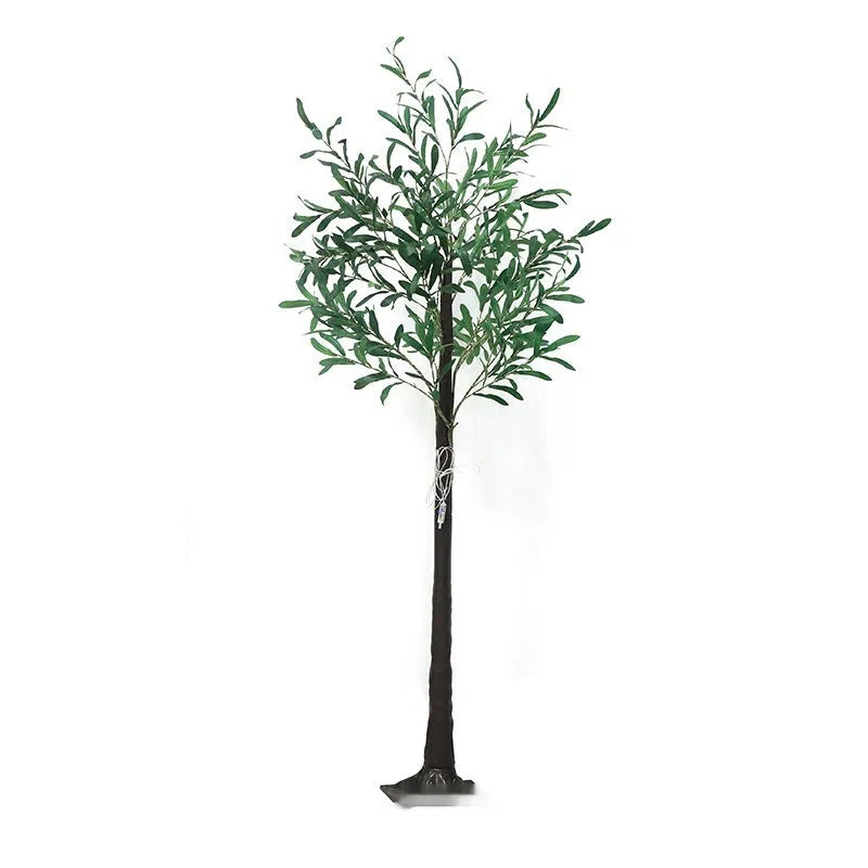 1.8 metre tall artificial olive tree lamp with warm white LED lights in foliage
