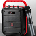MS62AI portable Bluetooth speaker with wireless microphone measuring 241x145x329mm
