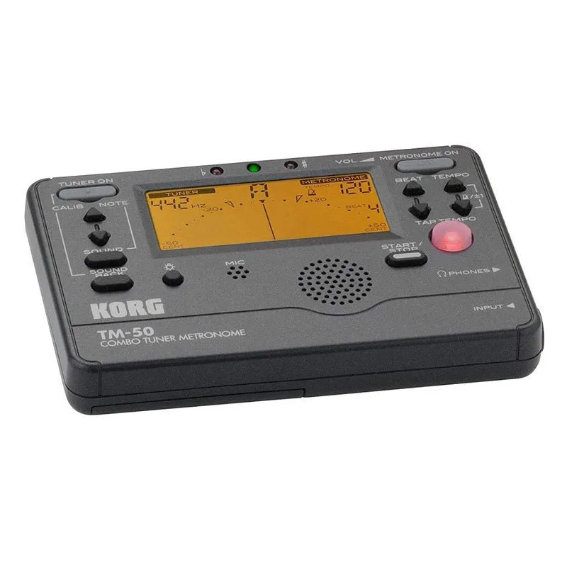 TM-60 digital tuner metronome in black or white plastic shell with display and controls