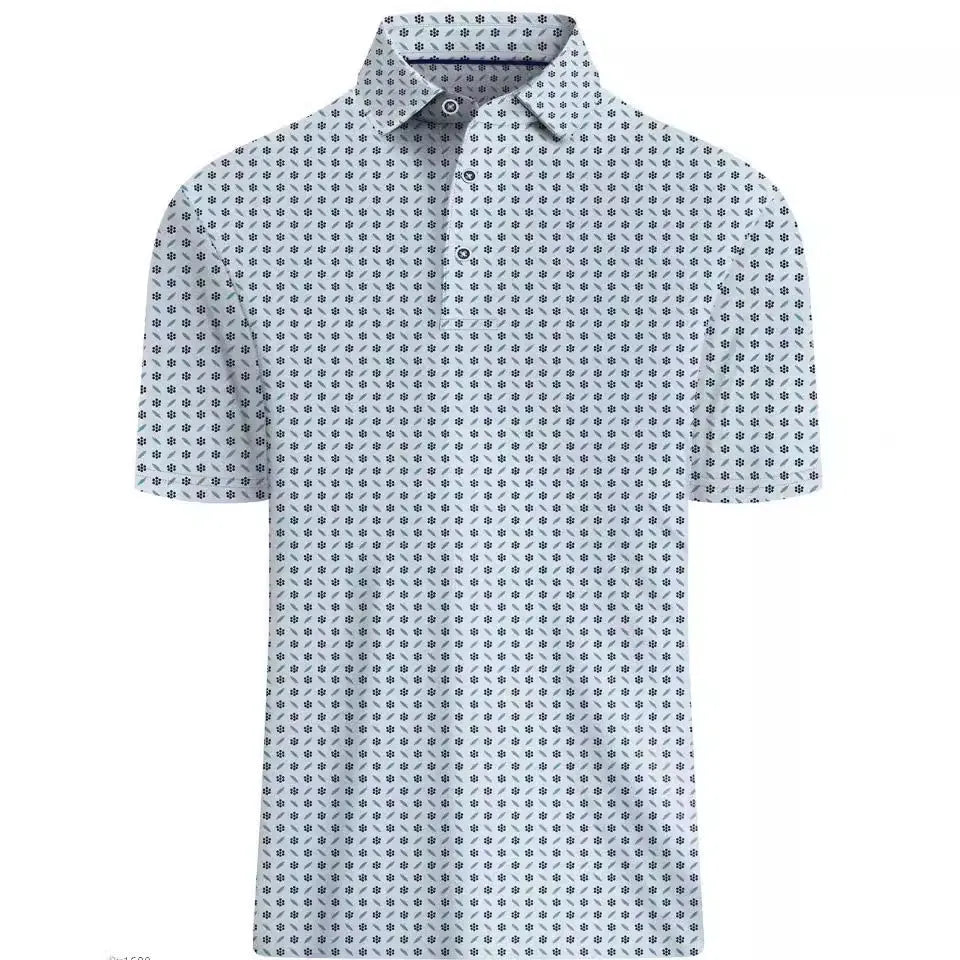 Men's Japanese retro pattern short sleeve t-shirt in polyester mesh fabric with zipper decoration detail