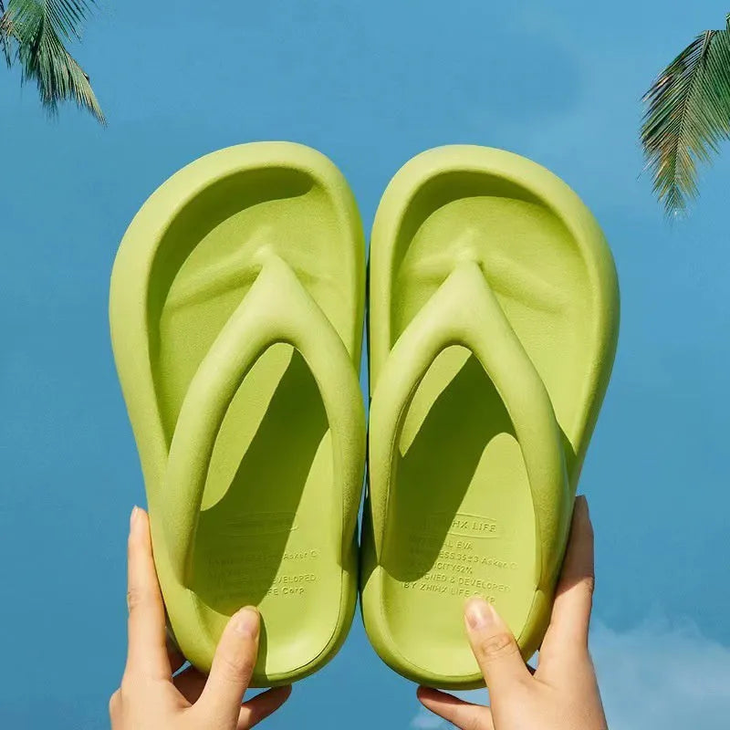 EVA thick-soled flip-flops with bow decoration in five colour options