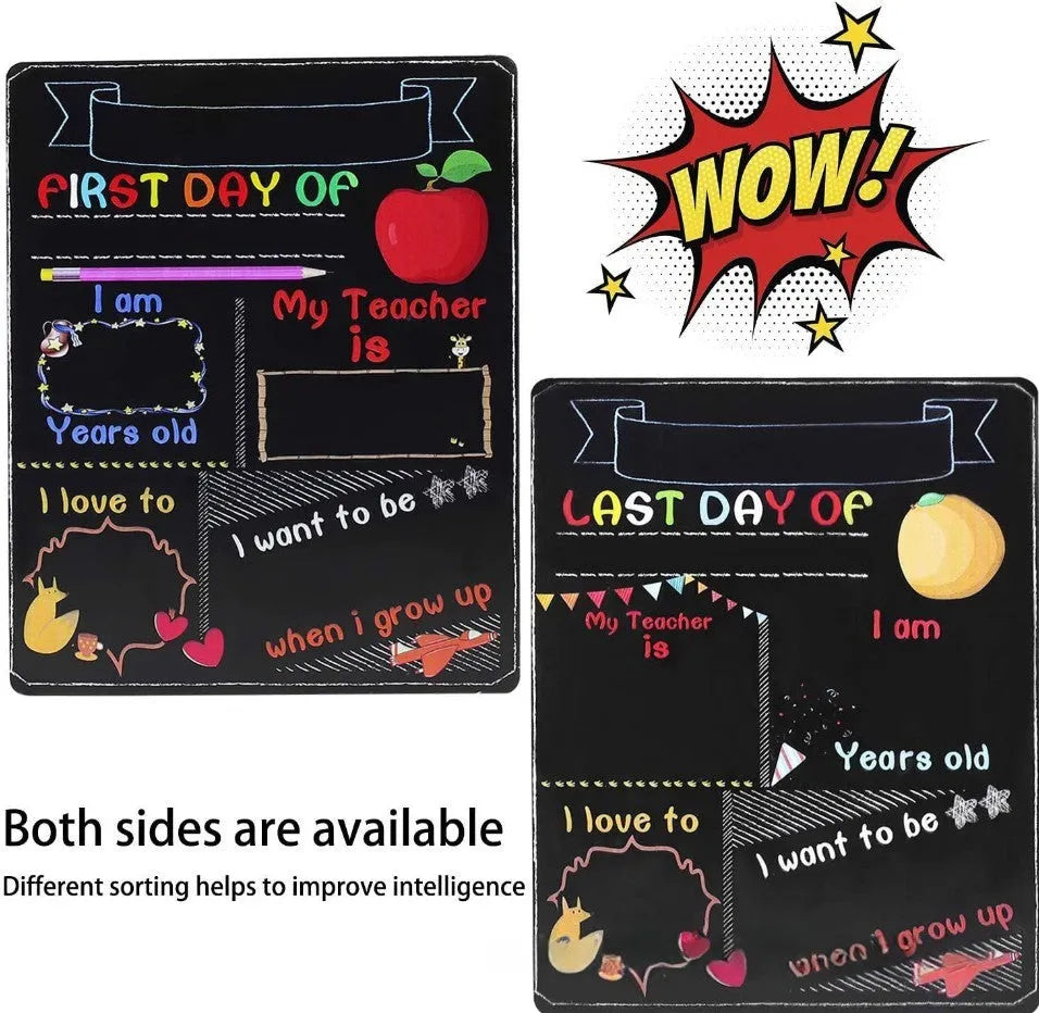 Wooden density plate blackboard ornament for first day of school, modern simplicity style.
