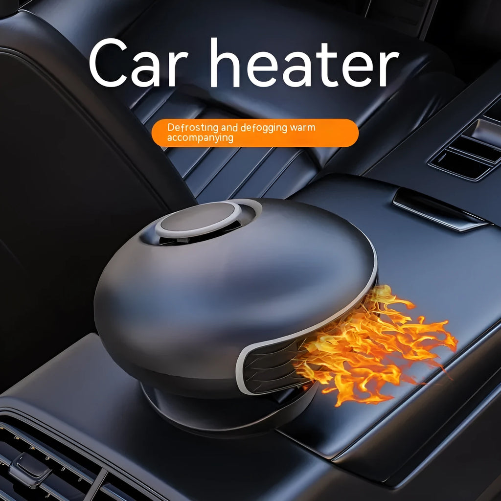 Black car warm air blower heater with cable for 12V or 24V vehicle defrosting and demisting