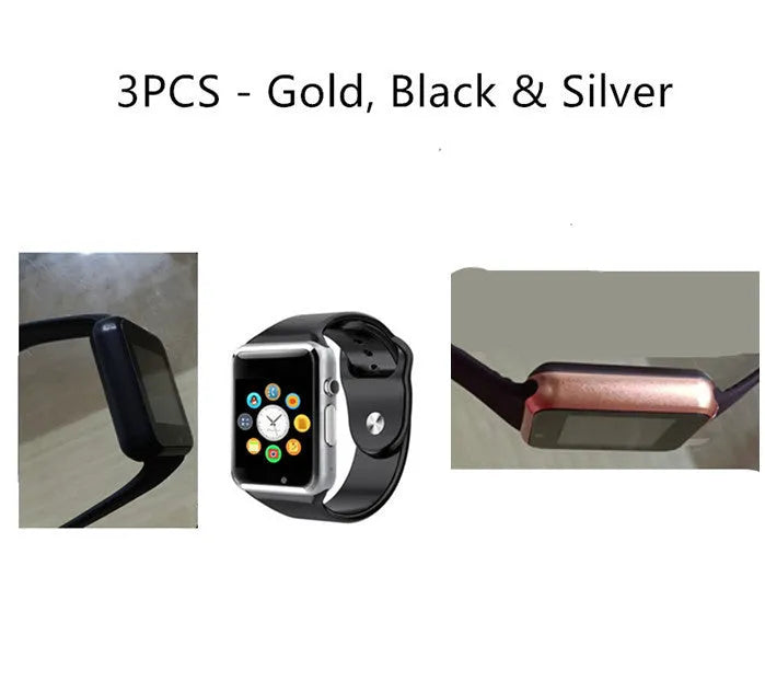 A1 smart watch with GSM SIM card phone function on wrist showing 1.54-inch display