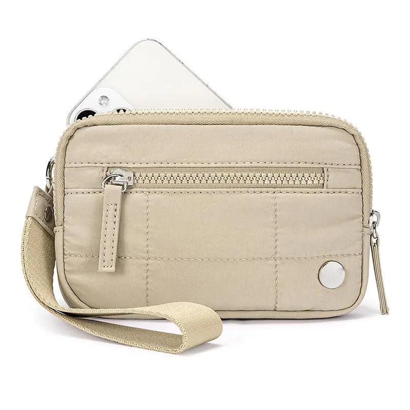 Waterproof quilted handbag with transparent deck section in urban simplicity style
