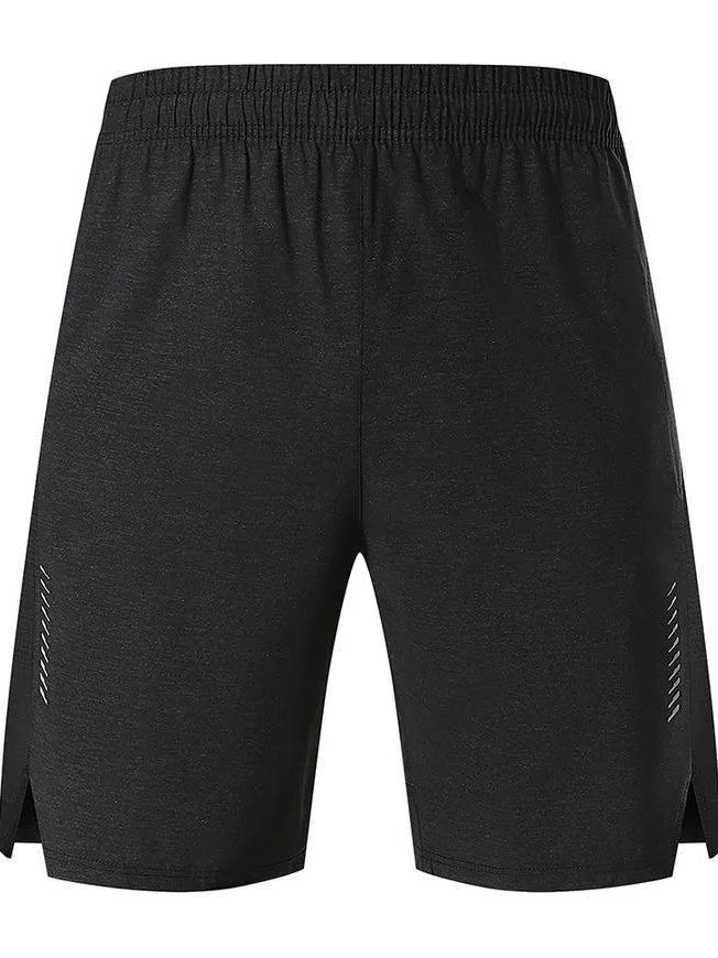 Men's five-point single layer shorts in spandex fabric showing mid waist design and shorts length