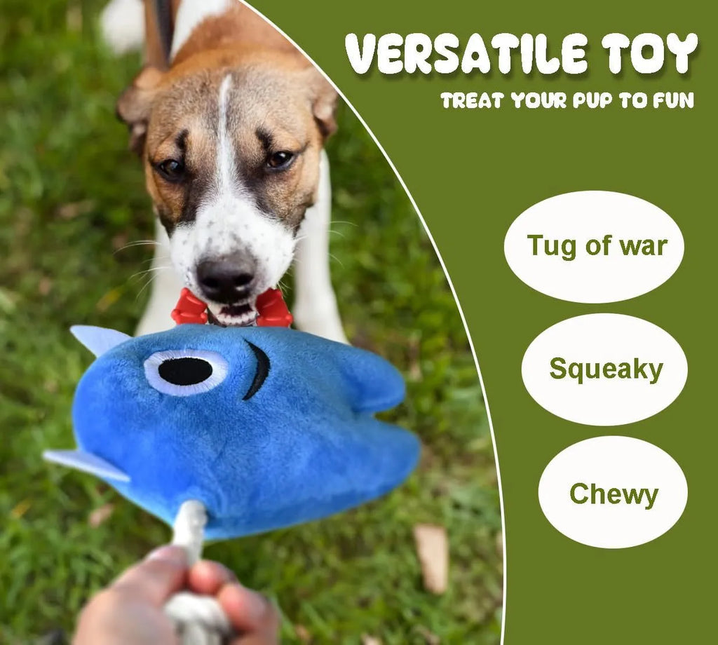 Large blue and green plush dog toys with cotton rope for aggressive chewers and puppies