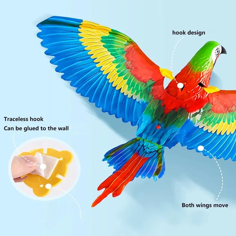 Hanging plastic simulation bird cat toy, 25cm or 43cm, rotating interactive teaser for kittens and dogs
