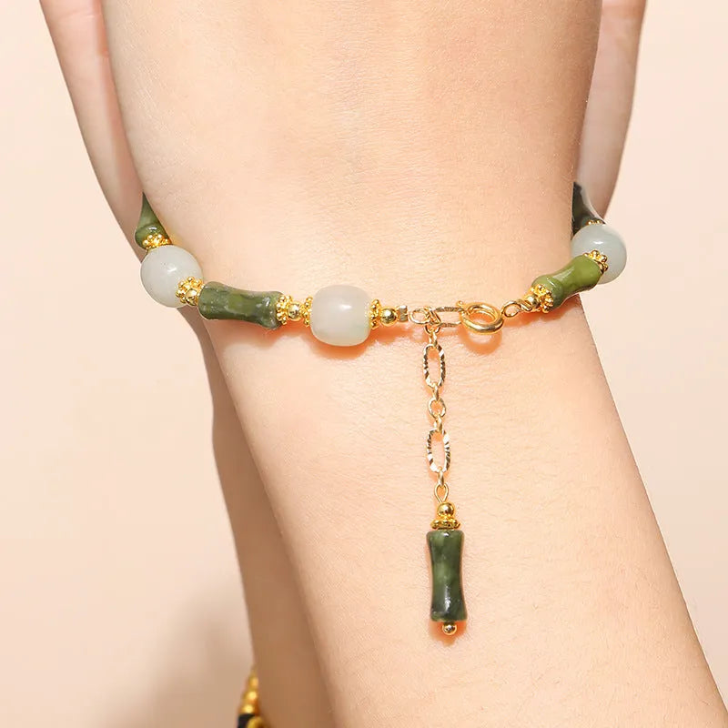 Cute crystal agate bracelet with natural stone transfer beads in fruit, bow, and animal shapes.
