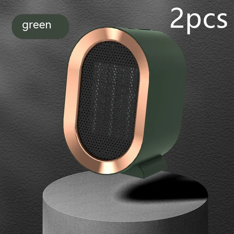 Desktop electric ceramic heater in various colours with mechanical controls and compact portable design