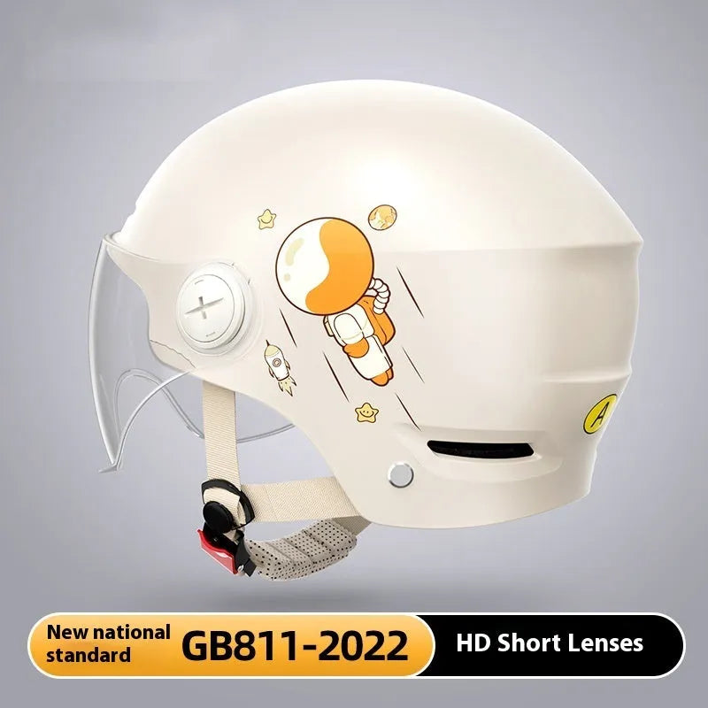 Khaki ABS half helmet for electric motorcycle with sun protection glasses