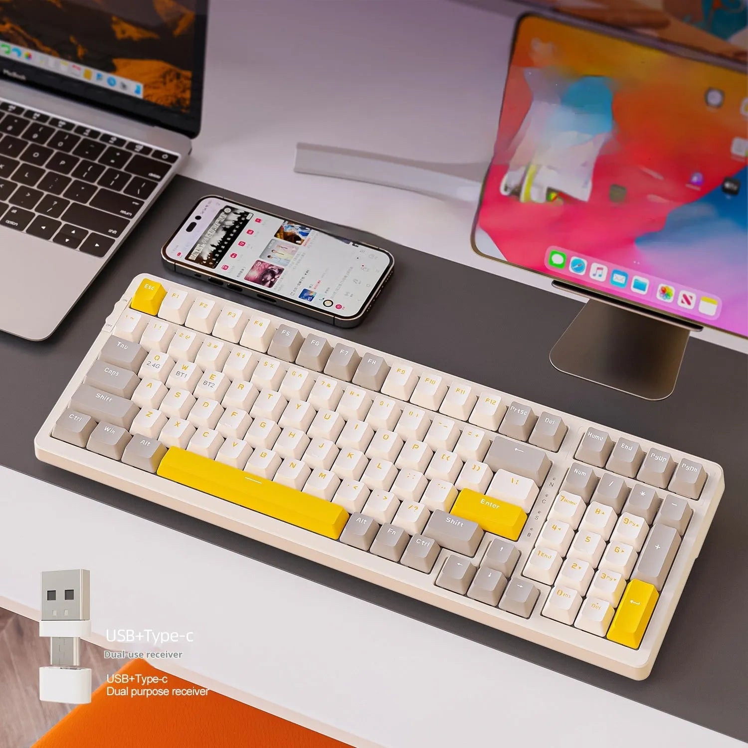Free Wolf K96 Bluetooth dual-mode mechanical keyboard with Cherry MX Red switches in ABS housing