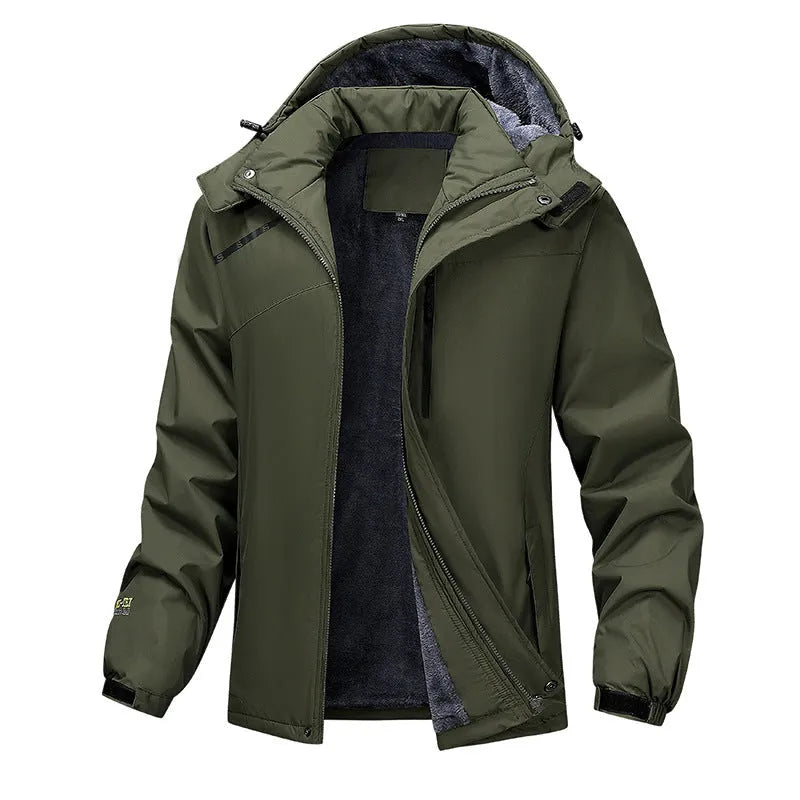 Men's plus-size waterproof hooded coat in polyester available in four colours