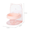 Grey cat feeding bowl with cat ears design, adjustable height, and removable hanging cage attachment