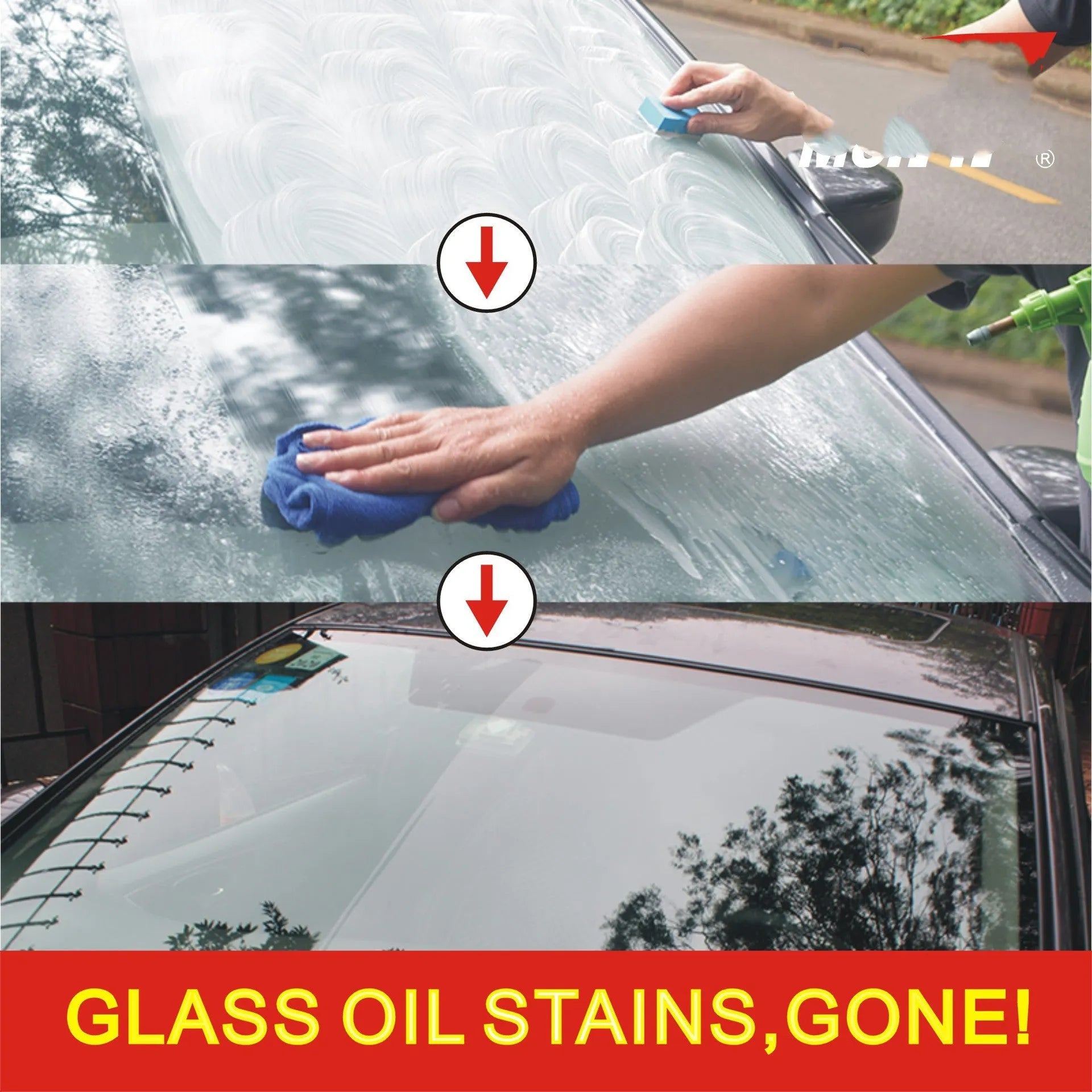 Automotive glass anti-fog cleaning product with 15ml rainproof agent in white English version bag