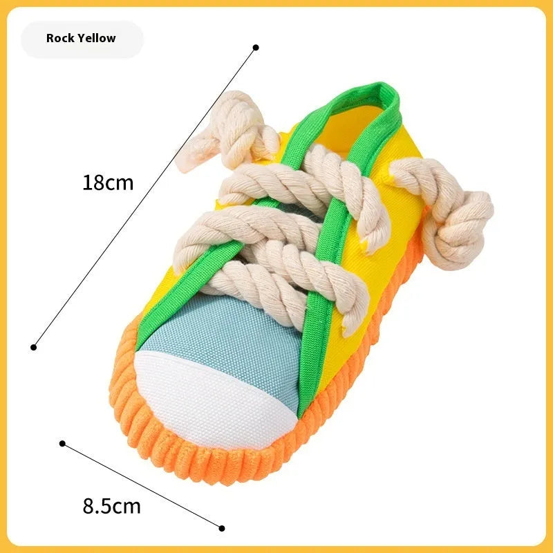 Plastic dog sound slippers chew toy with squeaker in three colour options