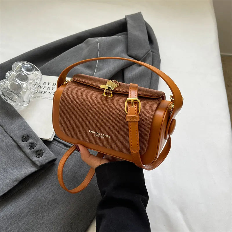 Women's PU leather messenger bag in urban simplicity style with horizontal square shape