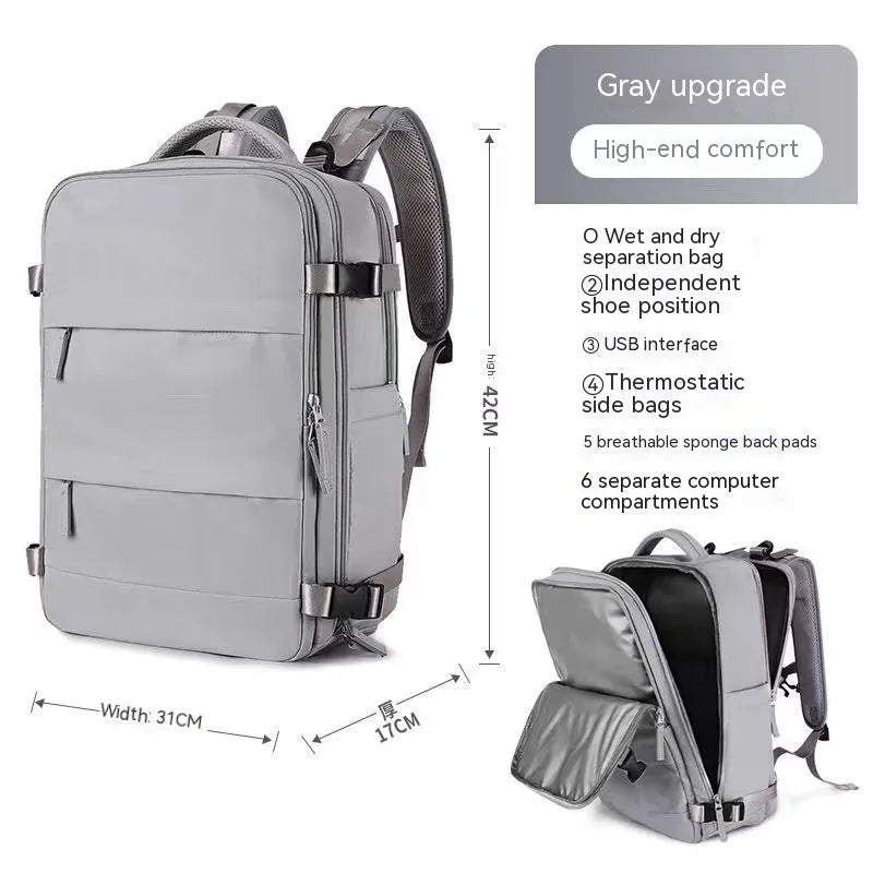 Large capacity waterproof mummy backpack in nylon available in multiple colours including black, mint green, pink, and light blue