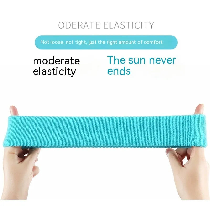 Widened elastic sports sweat headband in solid colours: black, red, blue, rose red, sky blue.