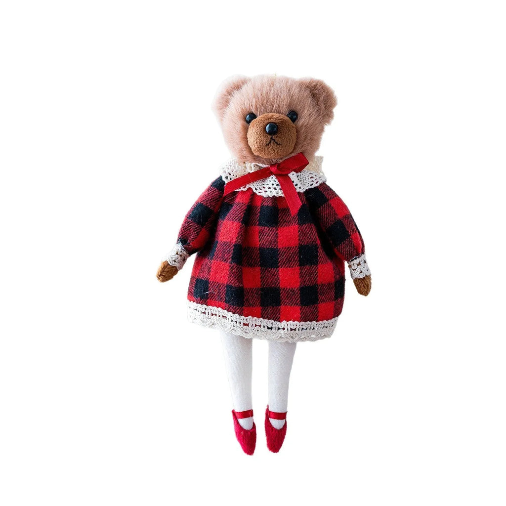 Cartoon couple plush bear doll set with gentleman bear and princess bear in cloth material