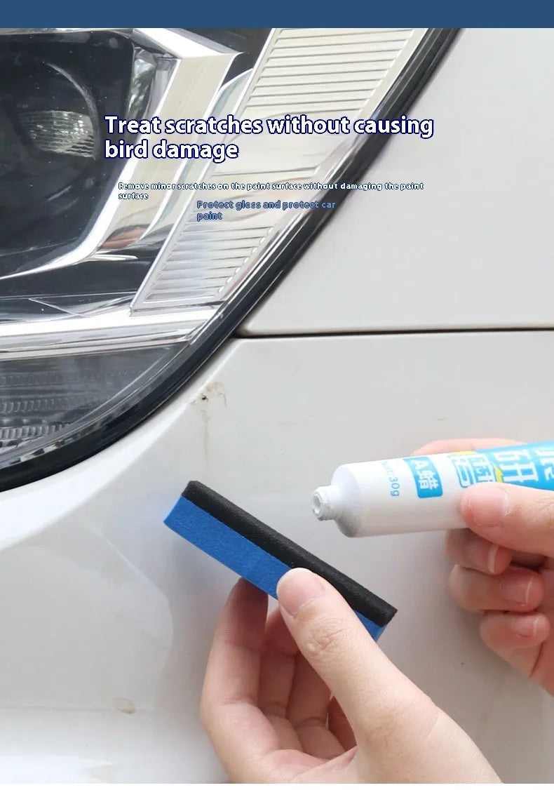 Car repair wax kit containing A and B formulas with frosted sponge mop for paint polishing