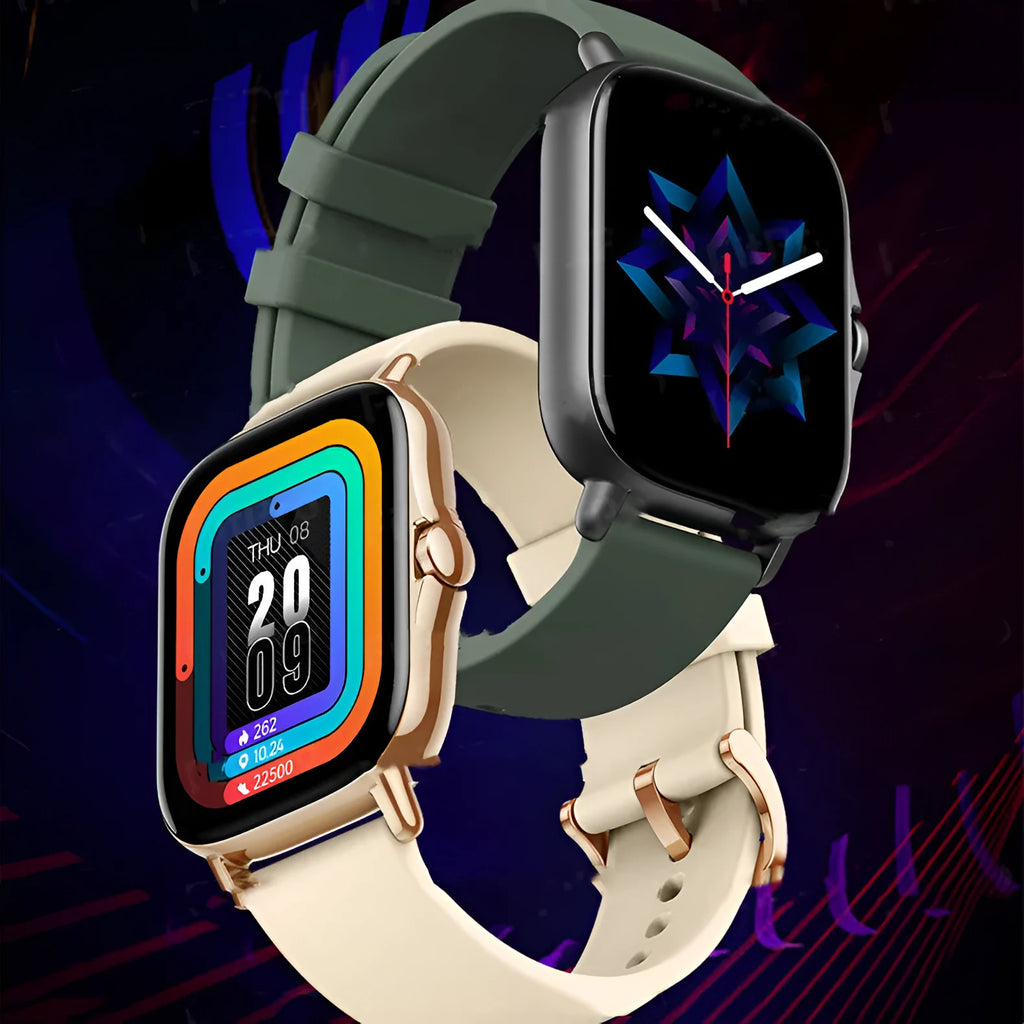 GT20 smart watch with alloy case and silicone band showing heart rate monitoring display