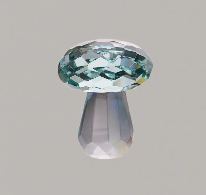 White crystal geometric mushroom decoration in modern minimalist style.