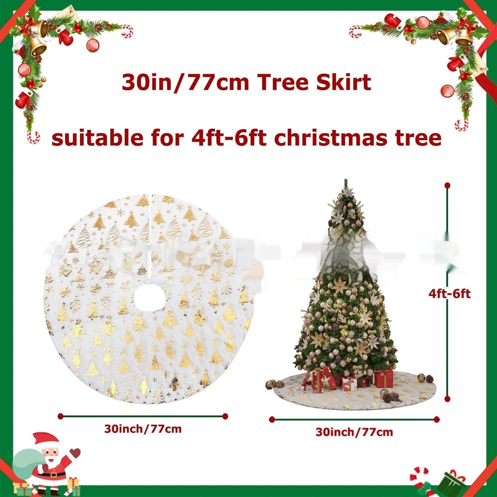 Gilding snowflake design on a plush Christmas tree style rug in multiple size options.