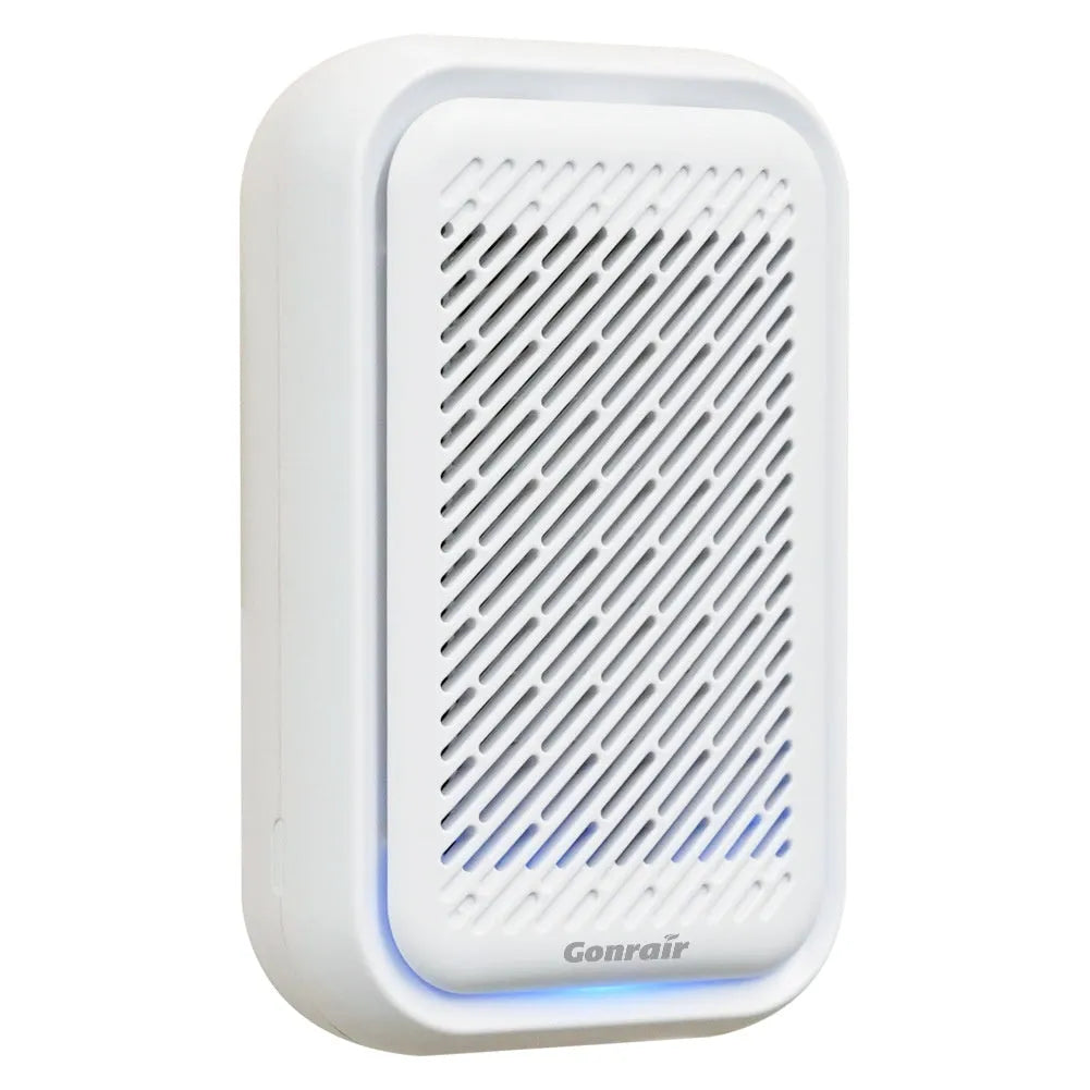 White wall-mounted air purifier with plug-in cord and filter screen