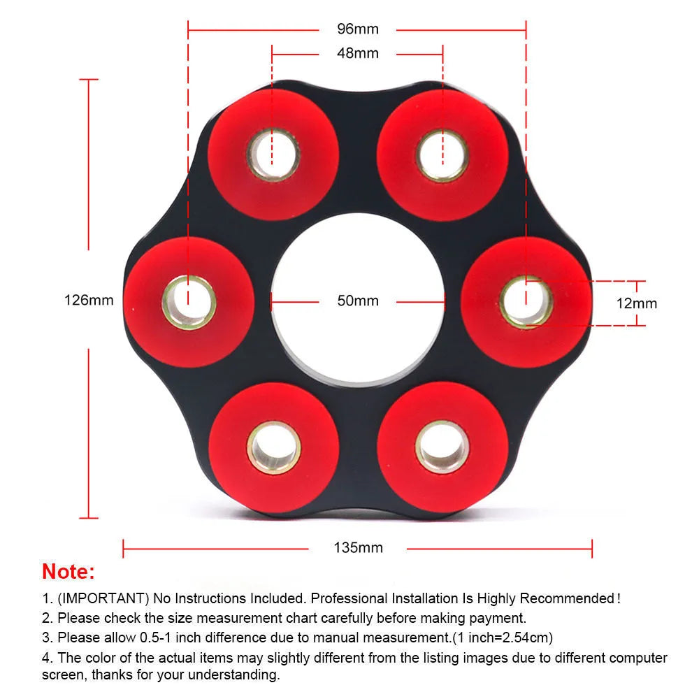 Red polyurethane aluminium drive shaft connecting plate bracket for BMW E46 E36 E30 M3 and E28 models