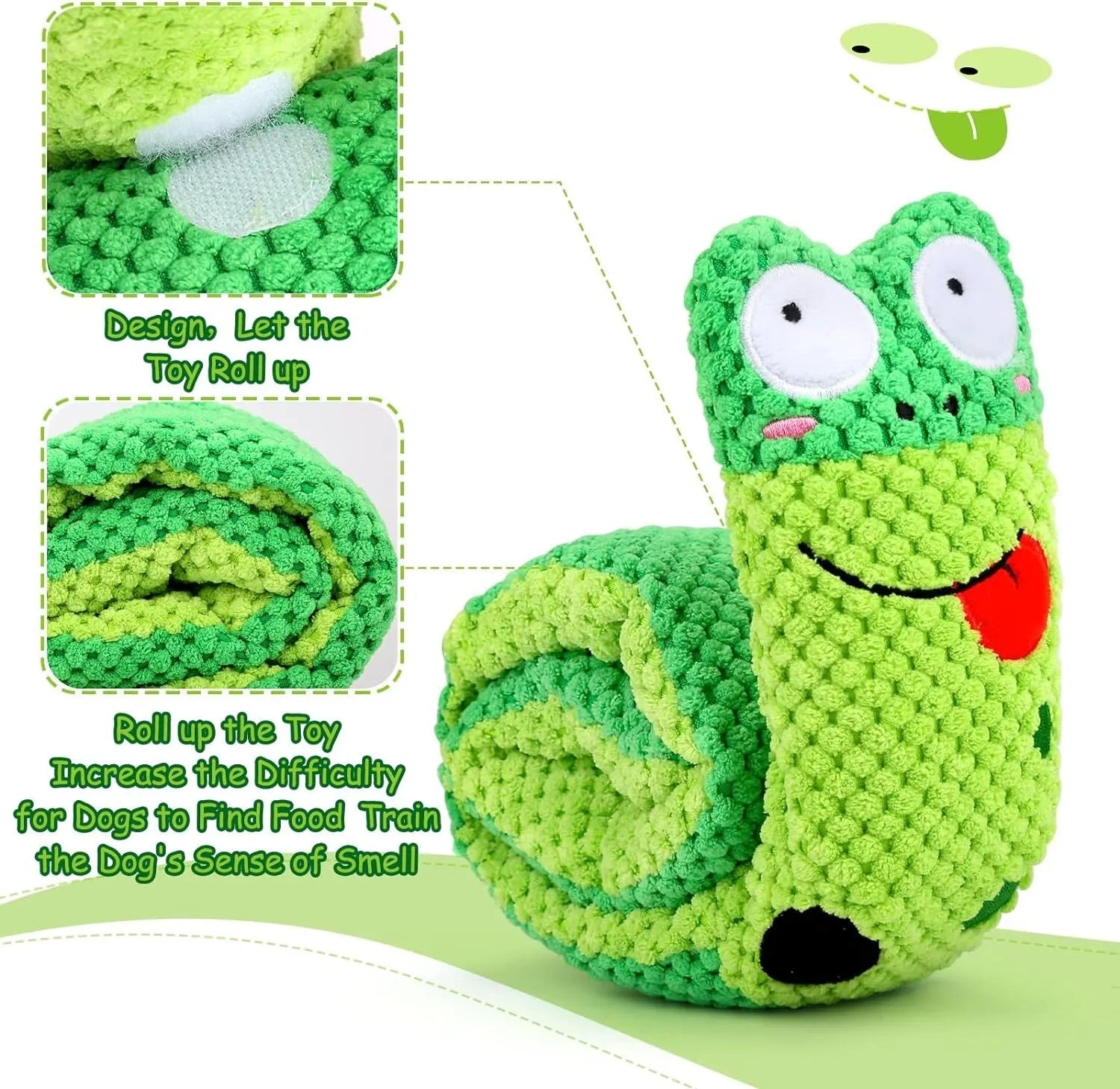 Squeak dog toy with snuffle puzzle design for foraging training in frog snail snake options