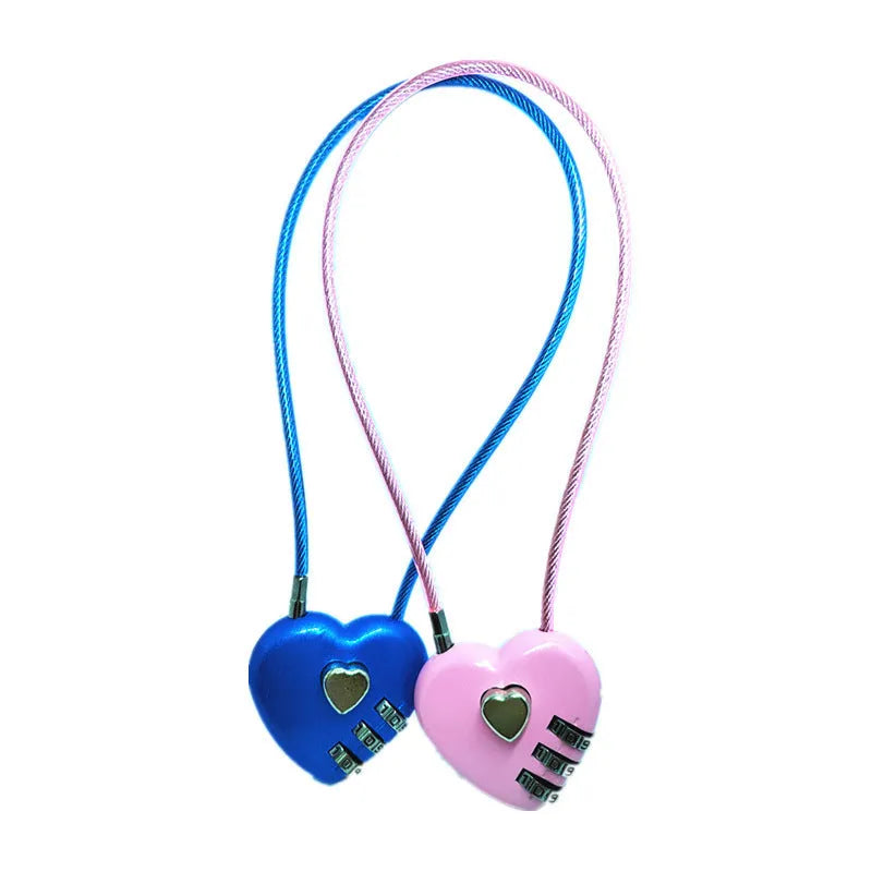 Peach Heart ABS plastic wire rope love lock with steel cable in modern design