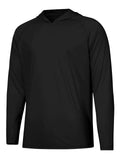 Men's long sleeve hooded top in polyester fabric for outdoor UV protection