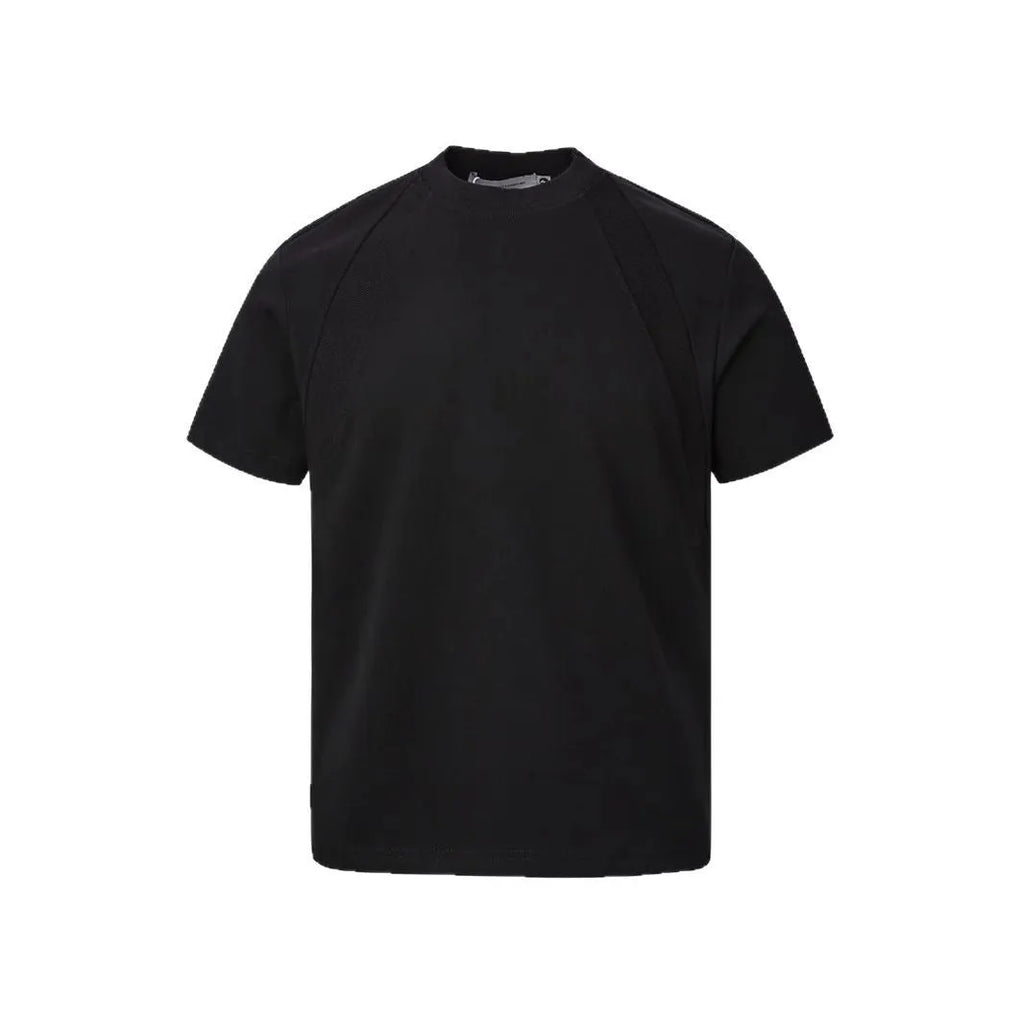 Loose fit short sleeve top with air layer stitching in black, white, or grey colours