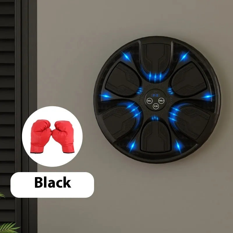Black intelligent music boxing machine wall target with gloves for home reaction training