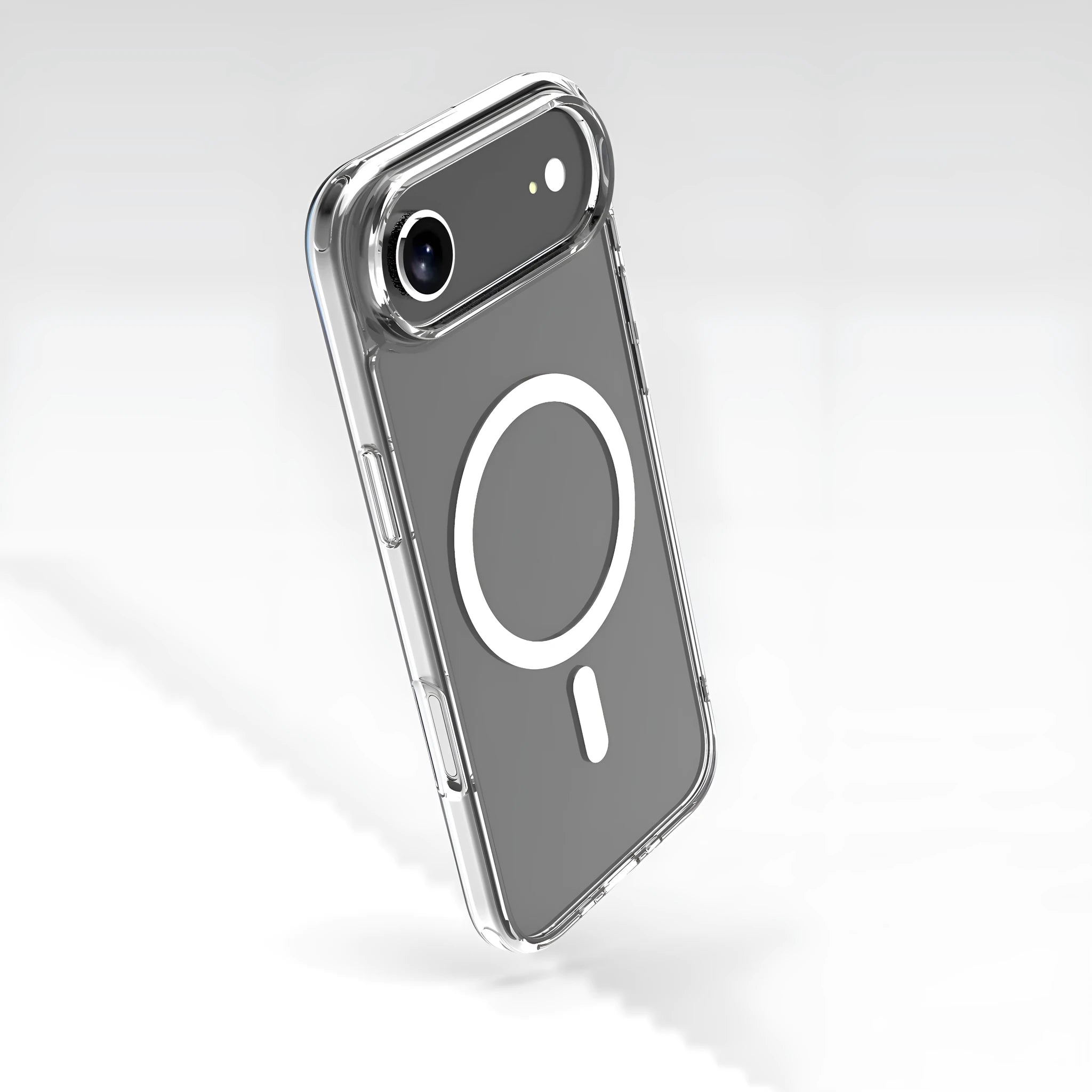 Transparent magnetic shockproof TPU phone case for iPhone 17 and iPhone 17 AIR on a white background