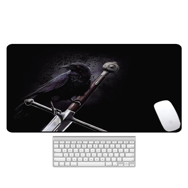 Large computer desk mouse pad with printed pattern and natural rubber non-slip base
