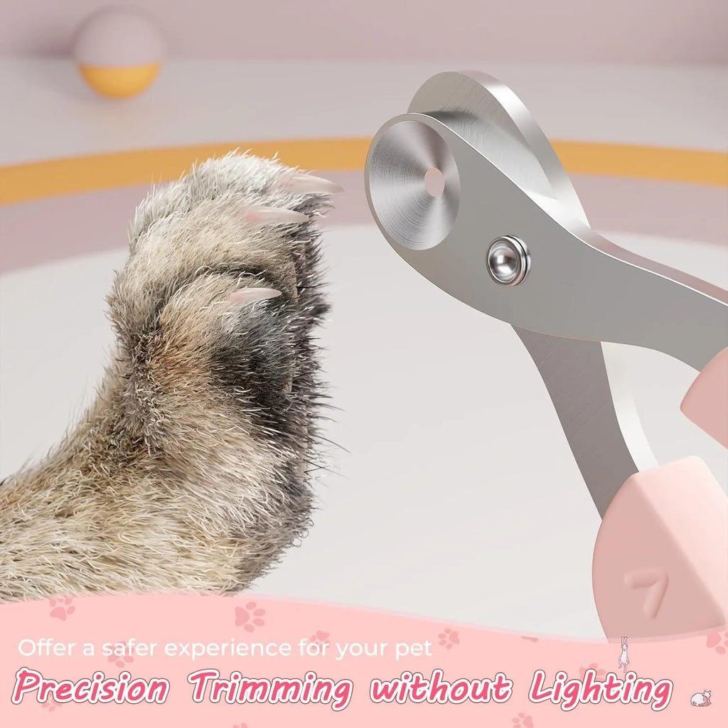 Blue pet nail clipper with positioning hole and non-slip handle for safe trimming