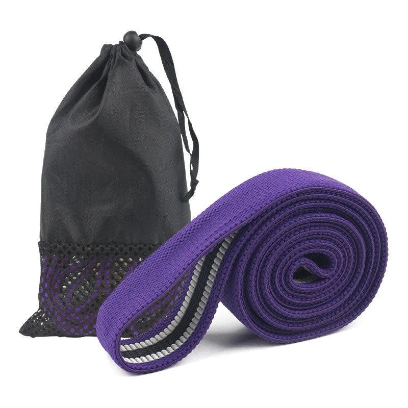 Polyester cotton resistance band for stretching and hip training in red black purple green or four piece set