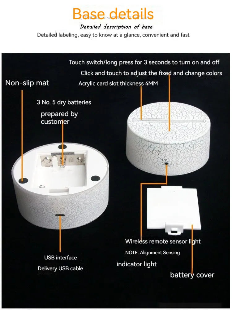 A white heart-shaped table lamp with a touch-sensitive base and a USB cable.