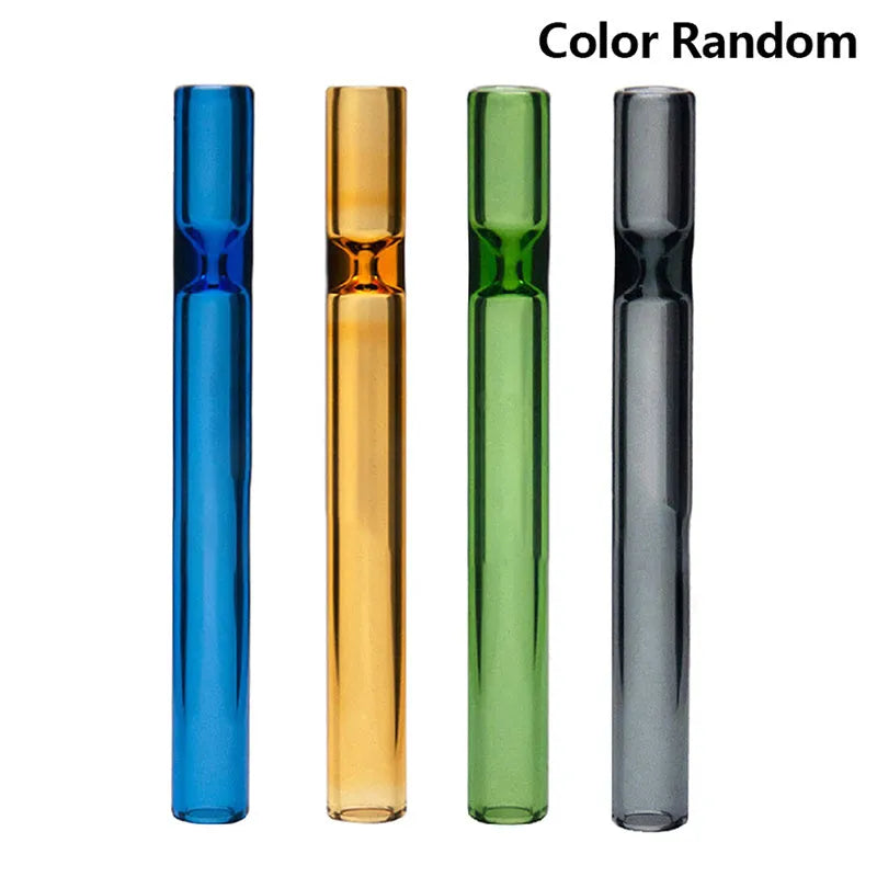 Clear glass telescopic straight smoke pipe with a suction nozzle