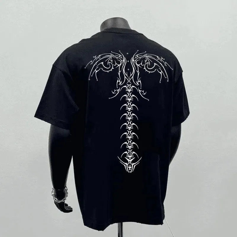 Men's loose pure cotton short sleeve t-shirt in black or white for business commute wear